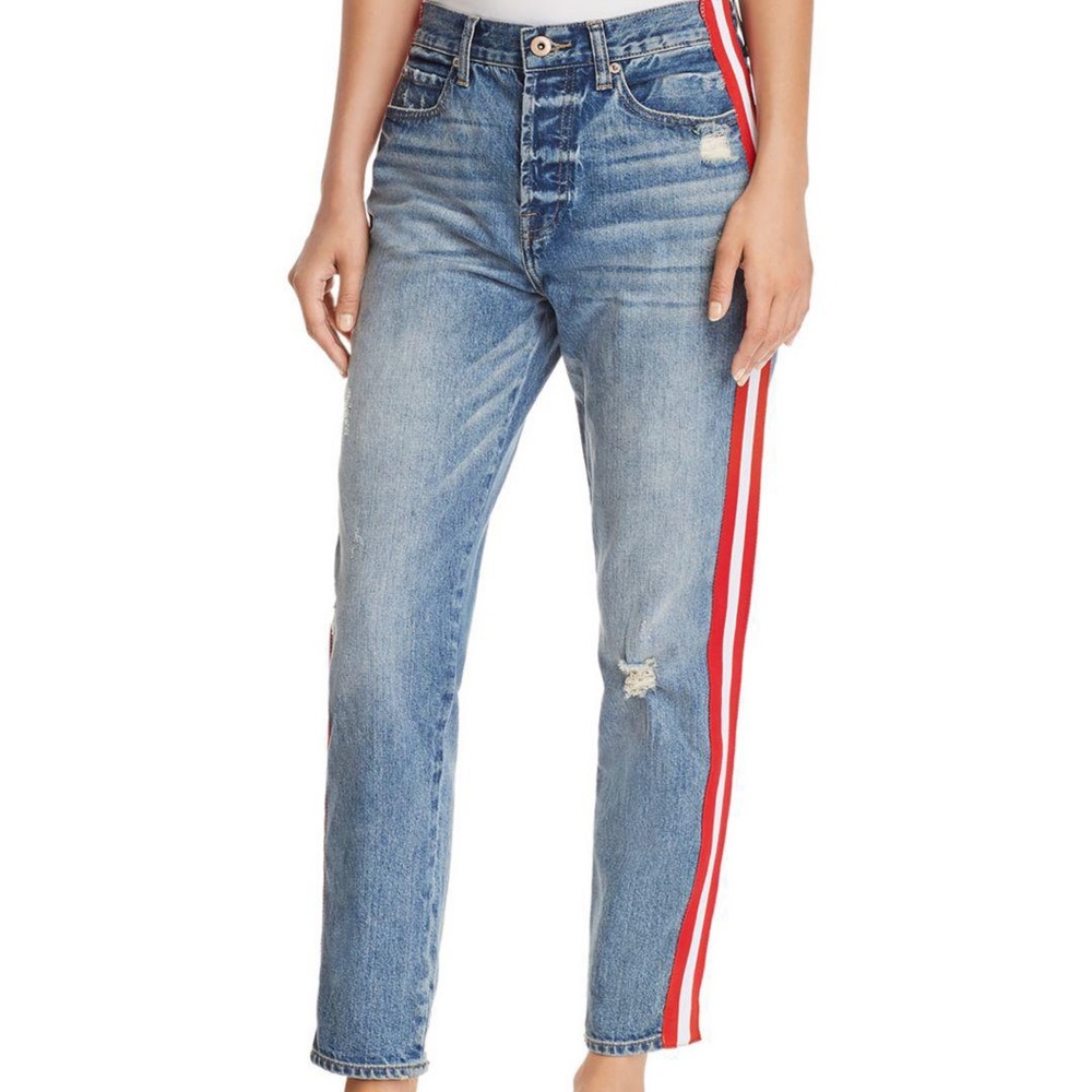 Pistola red and white striped jeans
